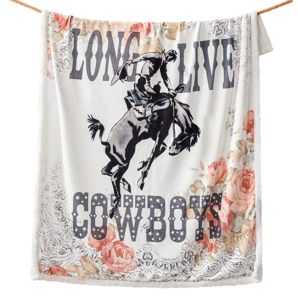 Long Live Cowboys Campfire Sherpa Throw - FREE SHIPPING