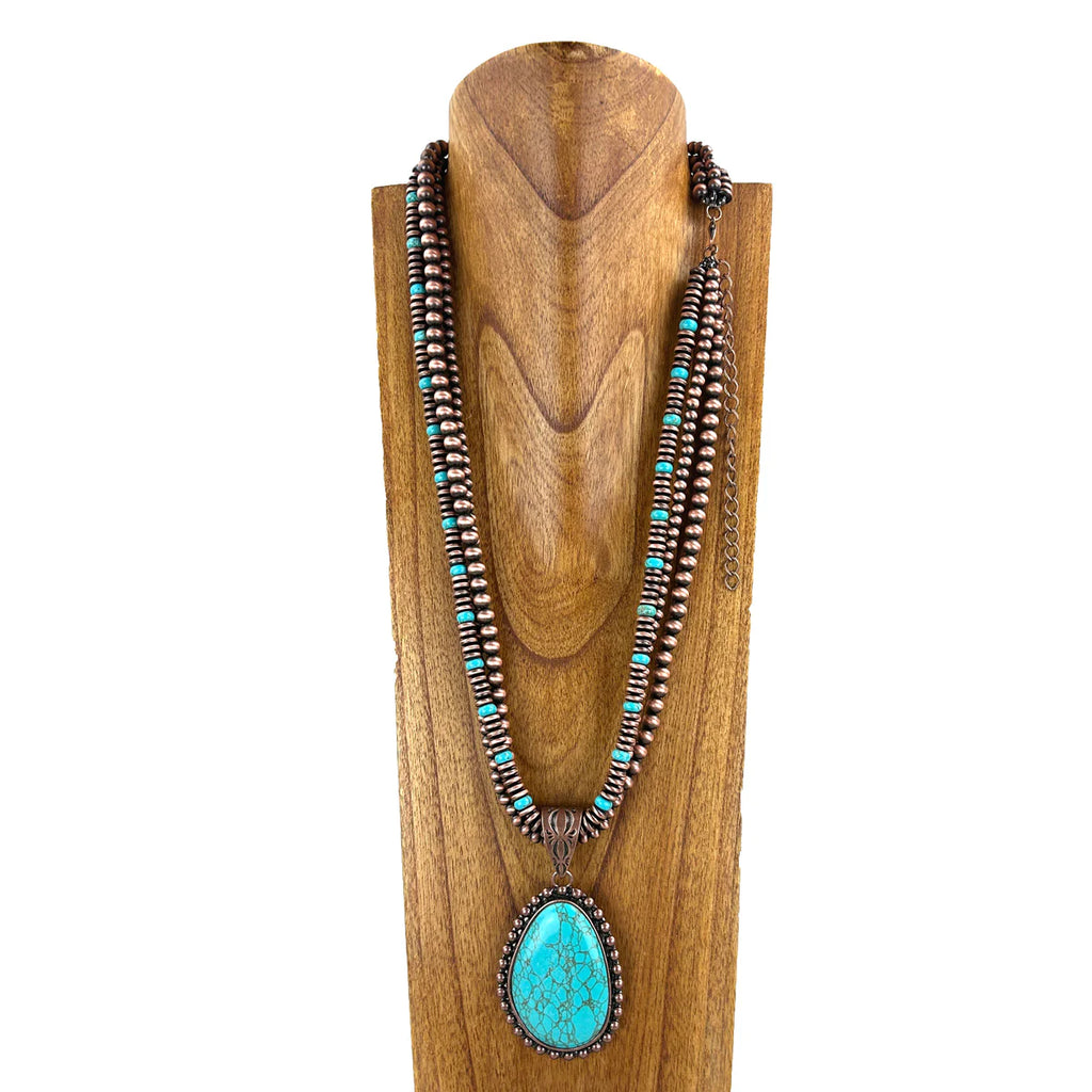 Navajo Pearl And Turquoise Beads Necklace -FREE SHIPPING