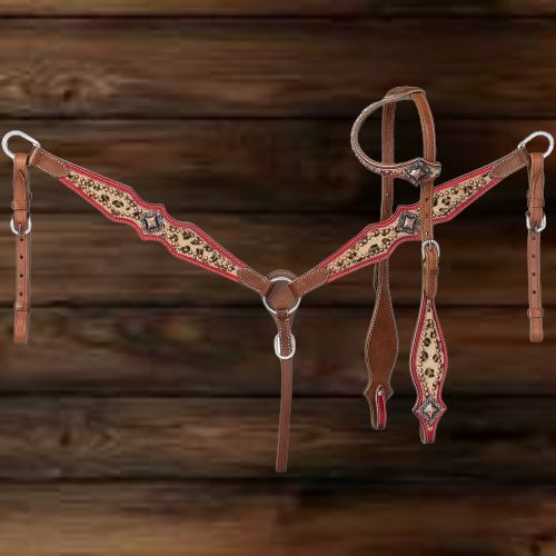 Hair-On Leopard Headstall and Breastcollar Set-FREE SHIPPING