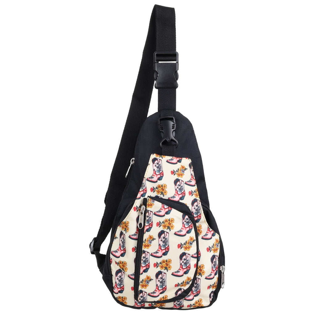 Sling Crossbody Backpack- BOOTS IN BLOOM- FREE SHIPPING