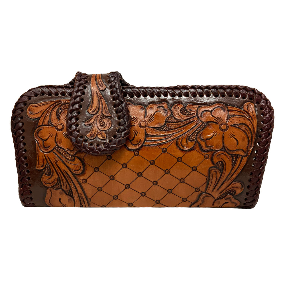 Rustic Wildflower Tooled Wallet-FREE SHIPPING
