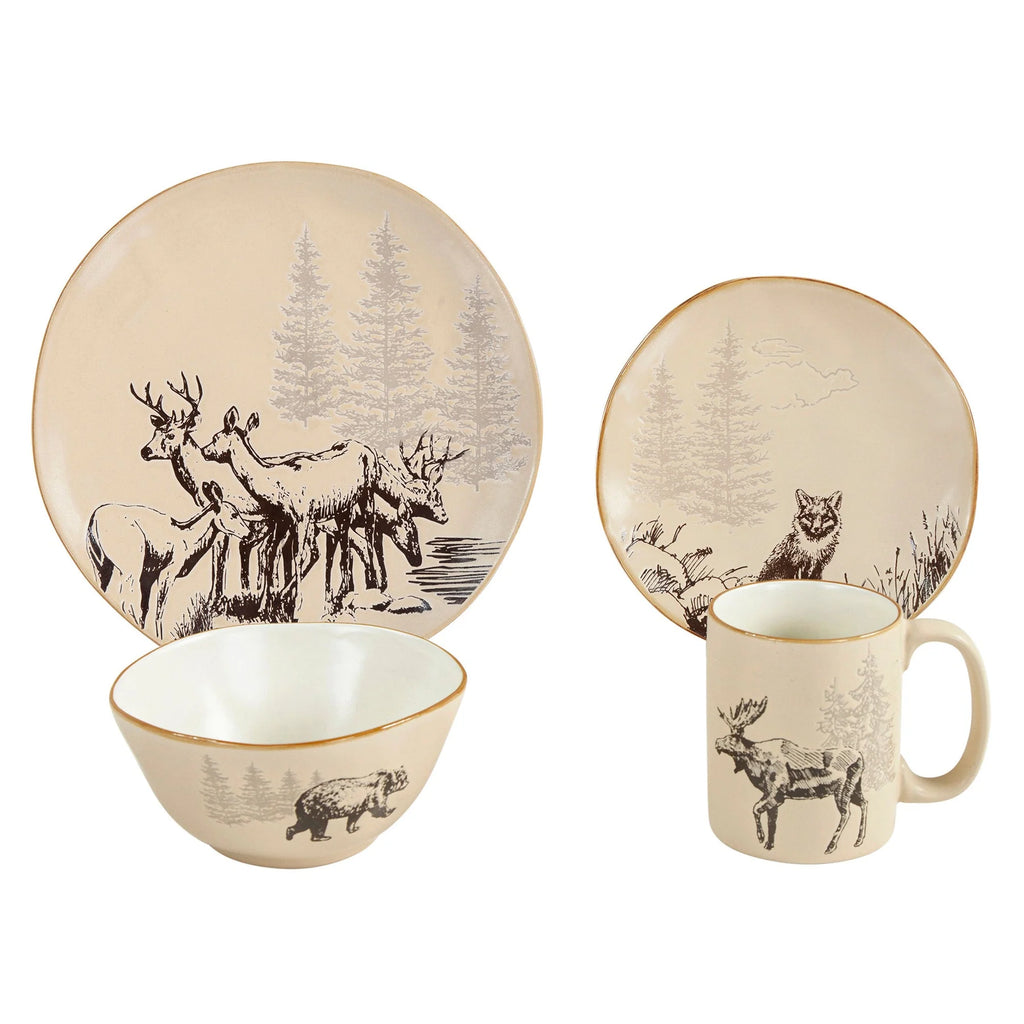 White Pine 16PC Ceramic Dinnerware Set-FREE SHIPPING