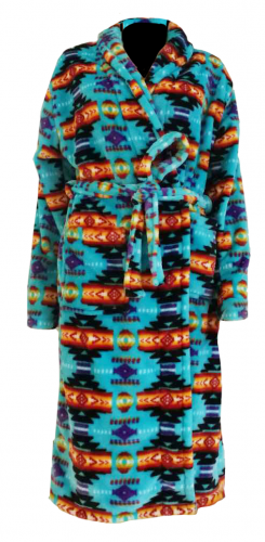Turquoise Southwest Design Silk Touch Robe-FREE SHIPPING