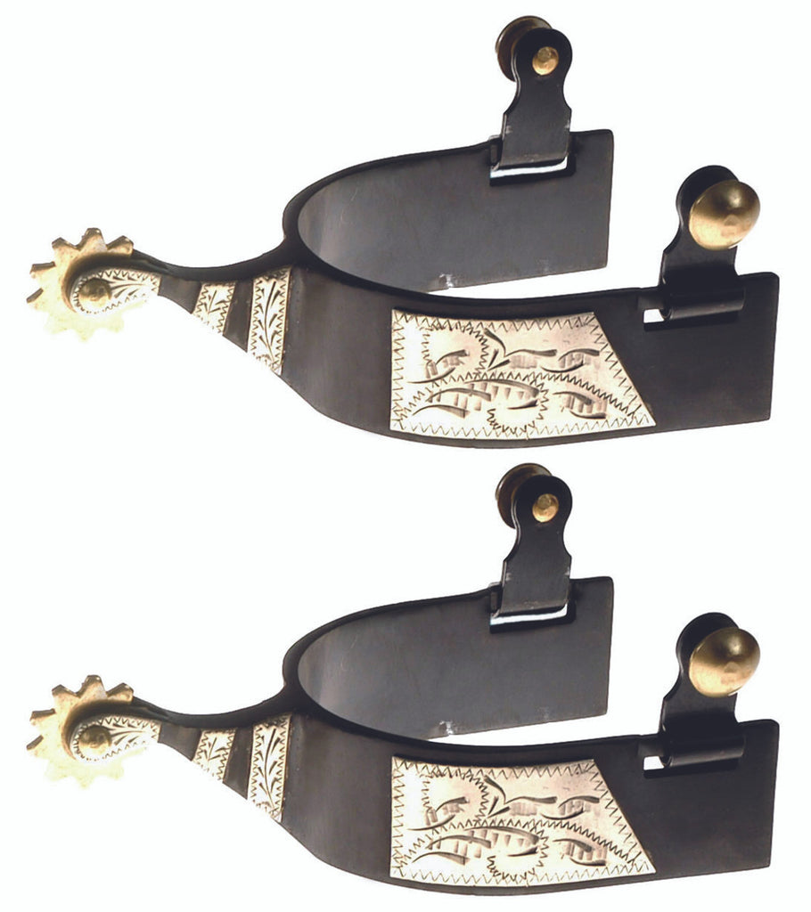 Black Steel Roping Spurs 1-1/4" Band-FREE SHIPPING