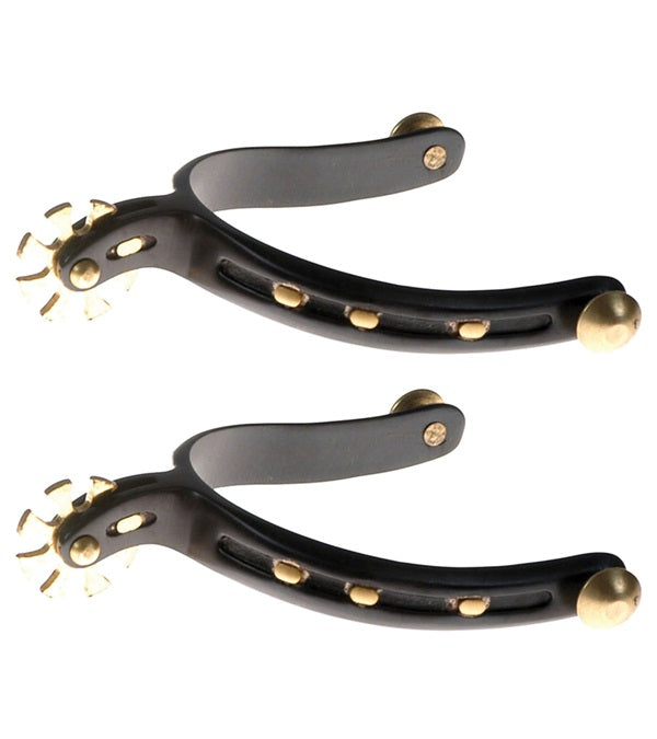 Black Steel Spurs with Horseshoe Band - FREE SHIPPING