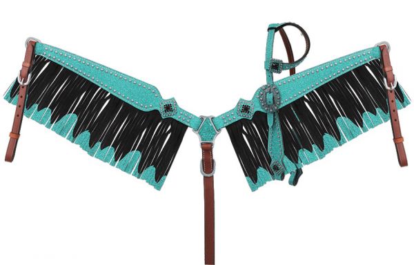 Glitter Overlay Leather Headstall And Breast Collar Set - FREE SHIPPING