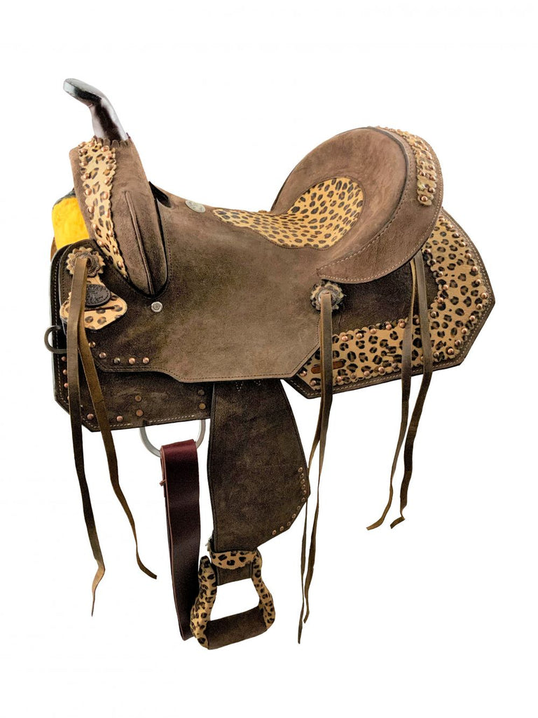 13" Youth Hard Seat Barrel style saddle with Cheetah Seat-FREE SHIPPING