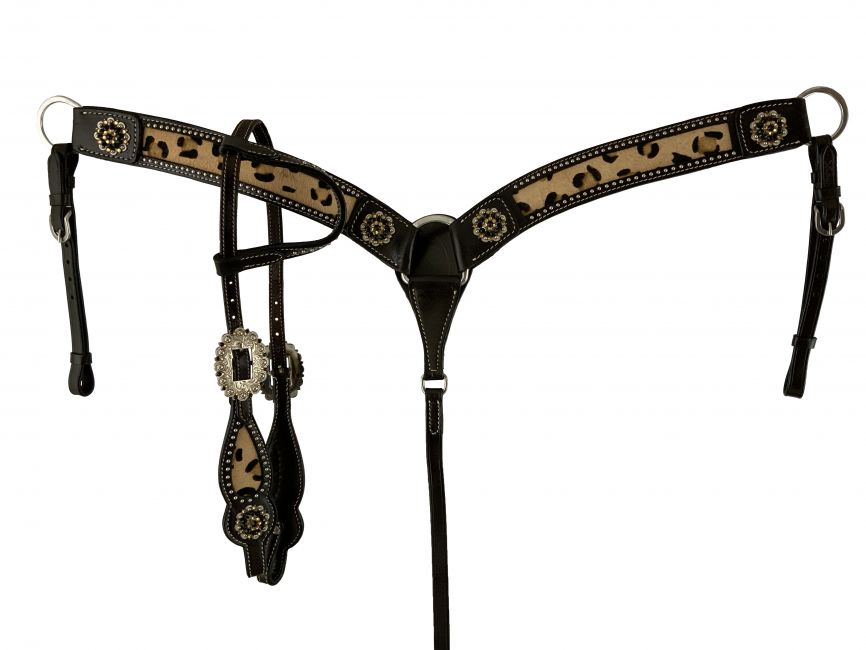 Showman ® Hair On Cheetah Inlay 8 Piece Tack Set-FREE SHIPPING