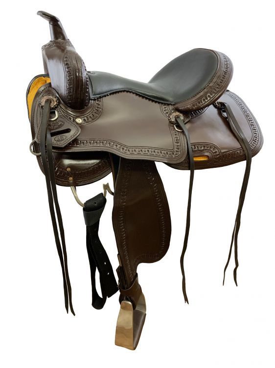 16" Circle S Trail Saddle With Stamped Border-FREE SHIPPING