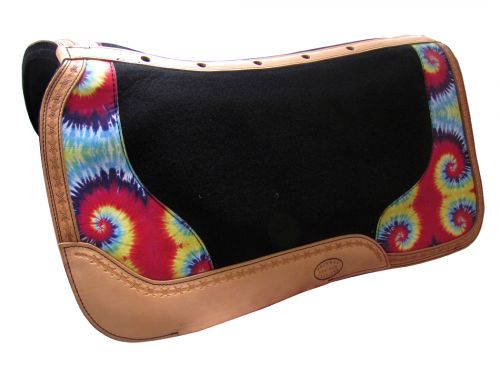 Showman ®  Argentina Cow Leather Saddle Pad With Tie Dye Overlay-FREE SHIPPING