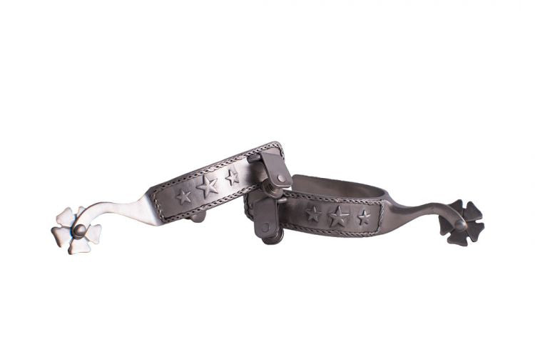 Men's Stainless Steel Spurs With Rope Border And Stars-FREE SHIPPING