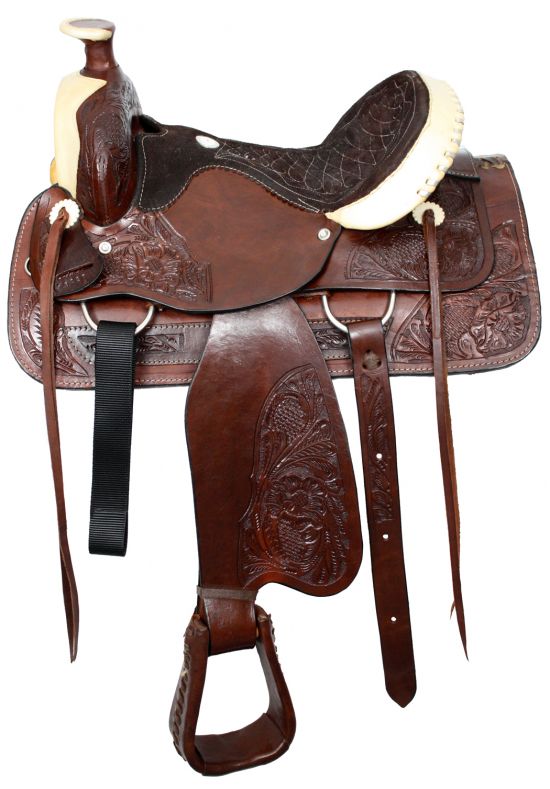 16" Buffalo Roper Style Saddle With Suede Leather Seat-FREE SHIPPING