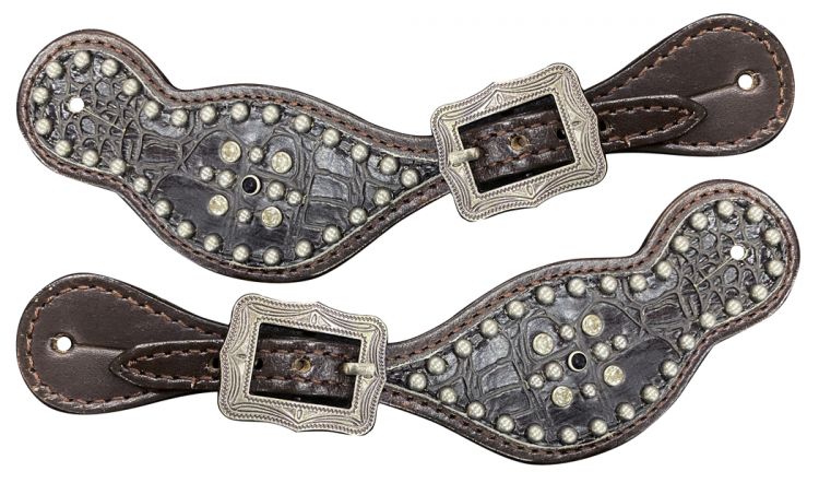 Ladies Gator Spur Straps With Silver Beading-FREE SHIPPING
