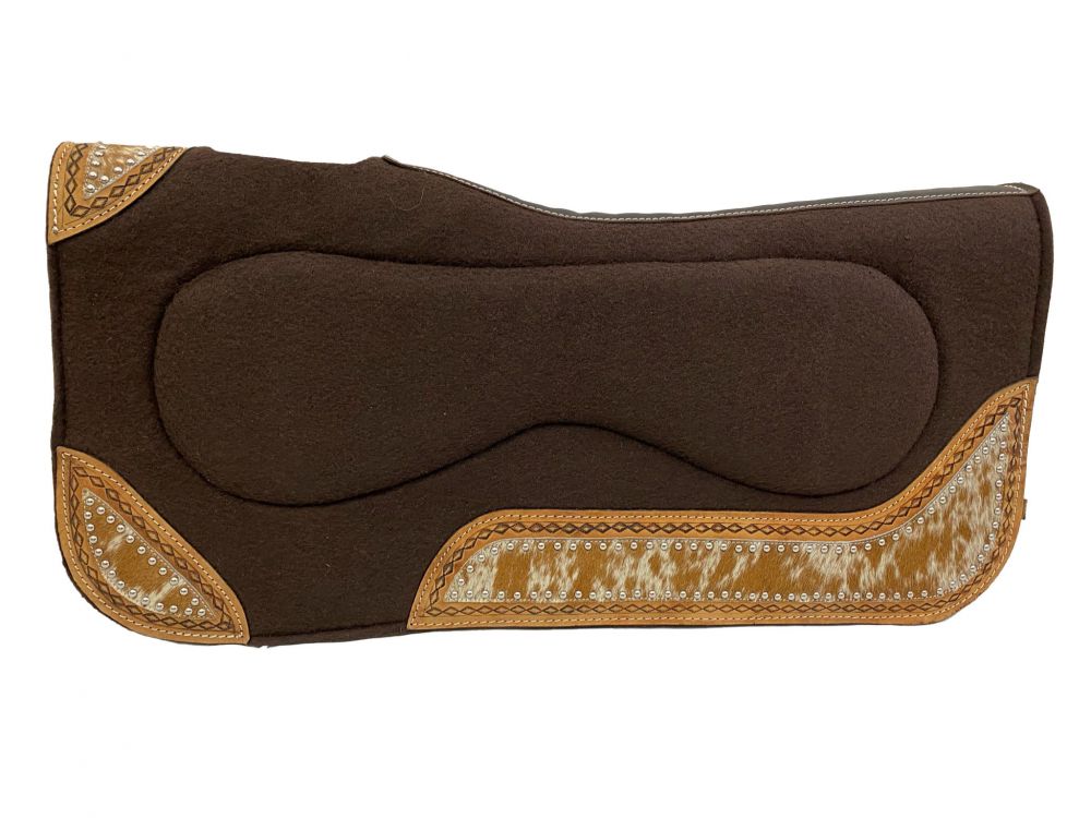 Built Up Felt Saddle Pad Wth Hair On Cowhide Inlay-FREE SHIPPING