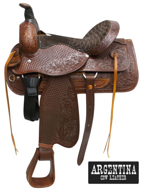 16" Buffalo Argentina Cow Leather Roper Style Saddle-FREE SHIPPING