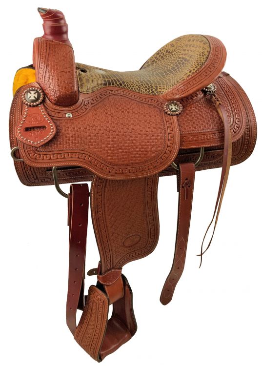 15", 16" Circle S Roper With Alligator Print Seat-ROPING WARRANTY-FREE SHIPPING