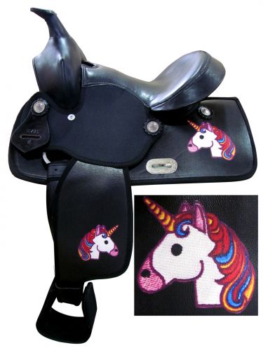 12" Youth Saddle Economy with Rainbow Unicorn Print-FREE SHIPPING