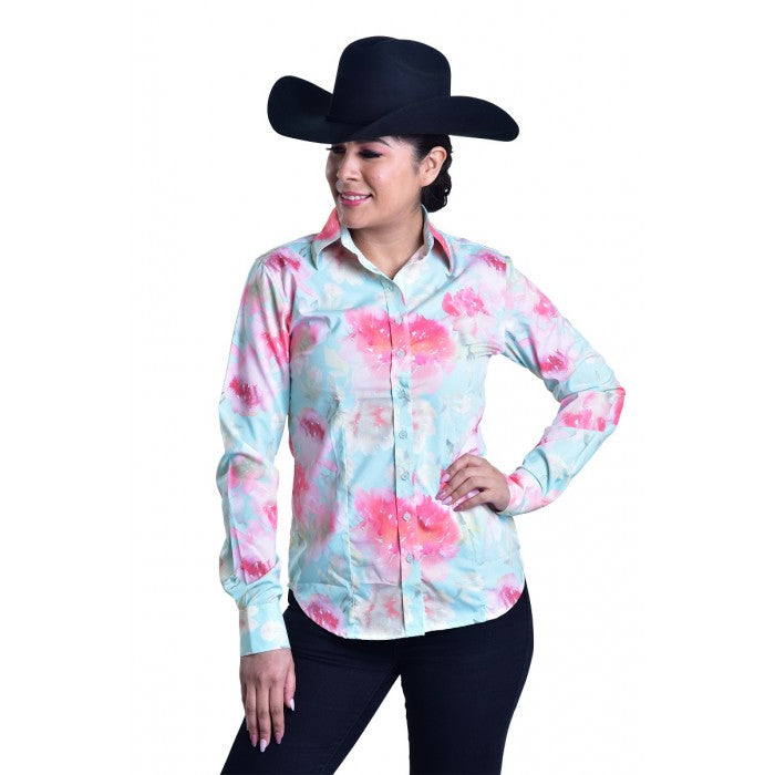 LADIES WESTERN SHOW SHIRT-Easy Care Wild Wast Floral Shirt-FREE SHIPPING