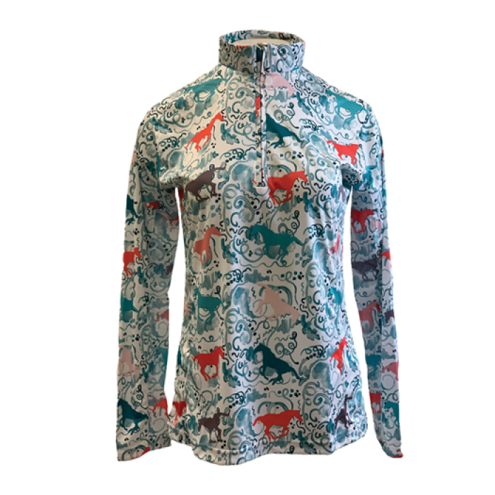 Easy Care Hand Painted Horse Print Sun Shirt - FREE SHIPPING