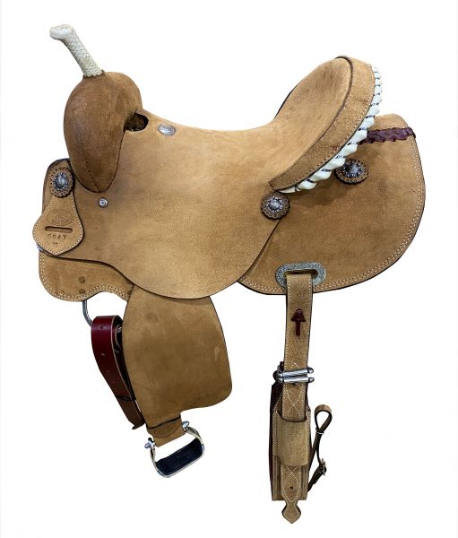 15", 16" Circle S Barrel Style Rought Out Saddle With Rawhide Accents-FREE SHIPPING