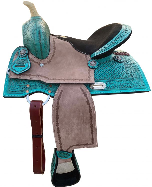 13" Double T Teal Pony/Youth Saddle - FREE SHIPPING