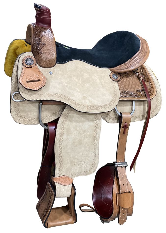 Circle S Roper Western Saddle with Floral Tooling ROPING WARRANTY-FREE SHIPPING