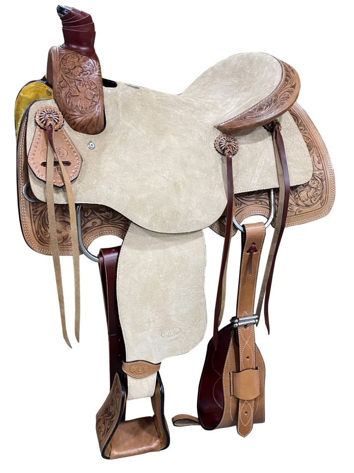 Circle S Roper Western Saddle with Floral Tooling ROPING WARRANTY-FREE SHIPPING
