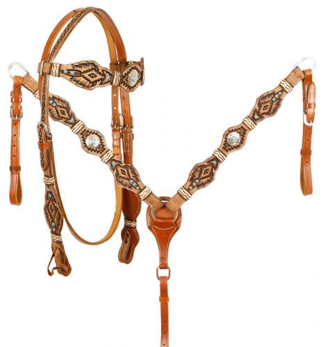 Showman ® Rawhide Braided Browband Headstall and Breastcollar Set