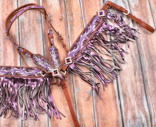 Showman ® Purple Browband Headstall and Breast Collar Set