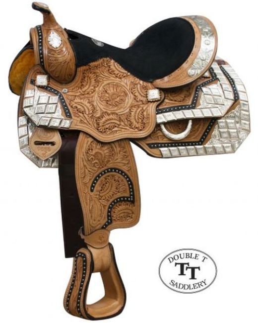 13" Double T Fully tooled Youth / Pony Show saddle With Silver-FREE SHIPPING