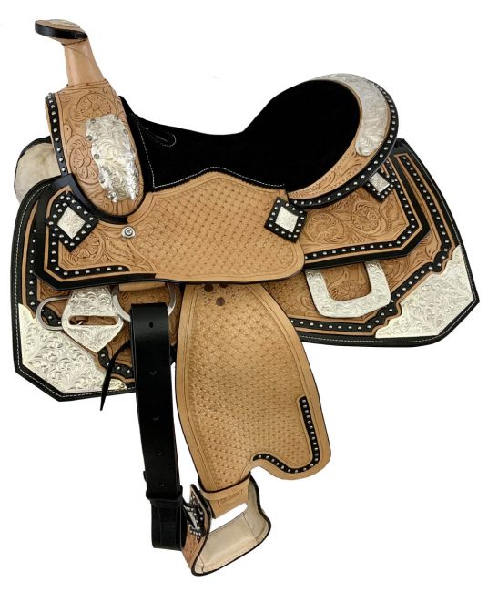 12" or 13" Double T Fully Tooled Youth / Pony Show Saddle With Silver-FREE SHIPPING