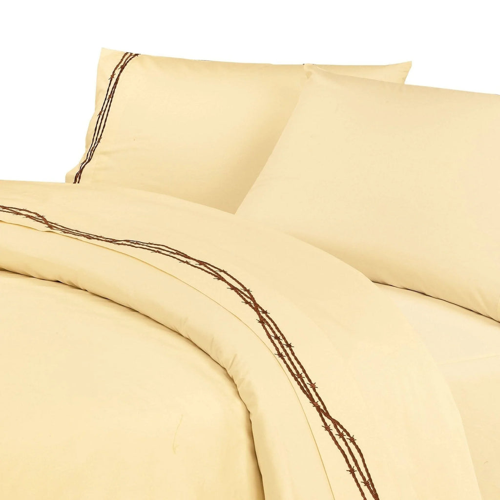 Embroidered Barbwire Sheet Set-CREAM-FREE SHIPPING