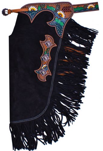 Suede Leather Western Horse Saddle Chinks / Chaps Rodeo