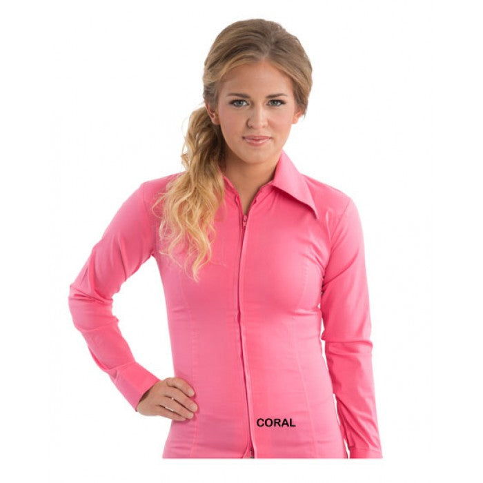 LADIES SHOW SHIRT-Zip Up Fitted Show Shirts-FREE SHIPPING