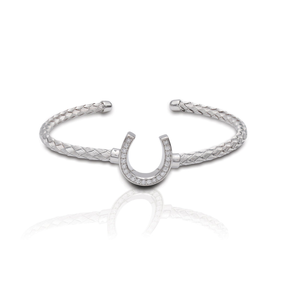Italian Weave Horseshoe Bracelet - Sterling Silver - FREE SHIPPING
