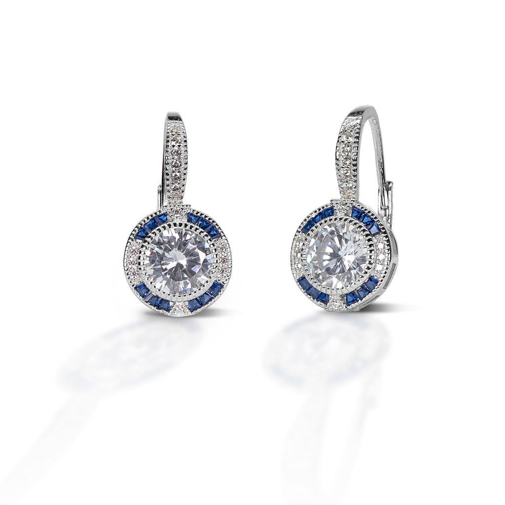 Kelly Herd Blue Spinel Halo Earring - Sterling Silver - FREE SHIPPING