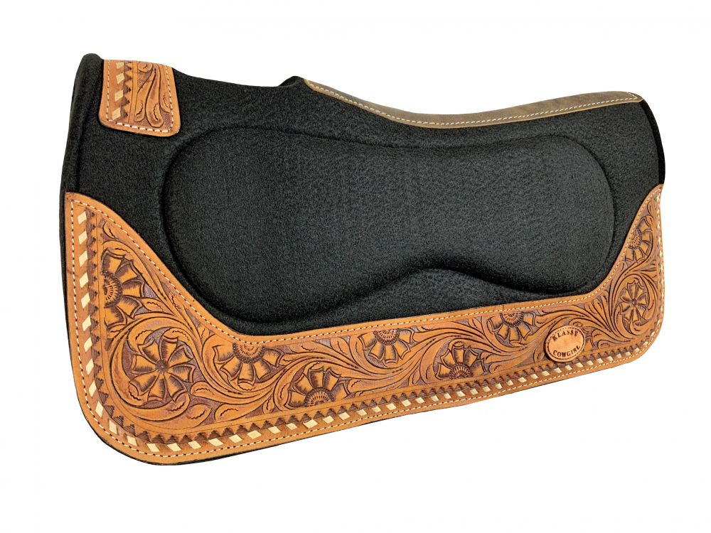 Klassy Cowgirl 28x30 Barrel Style 1” Felt Pad With Floral Tooling-FREE SHIPPING