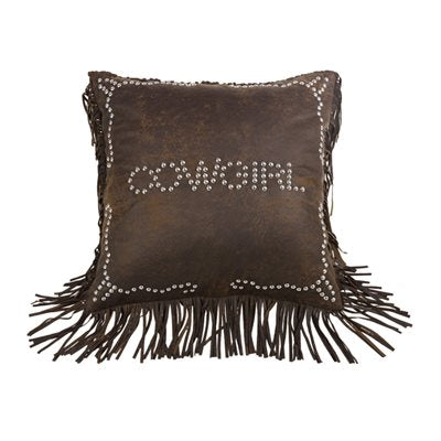 Cowgirl Studded Decorative Throw Pillow, Faux Leather-FREE SHIPPING