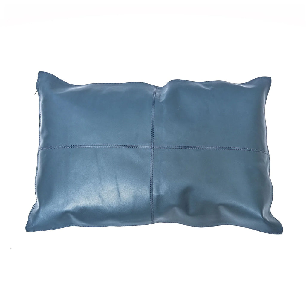 Blue Leather Pillow-FREE SHIPPING