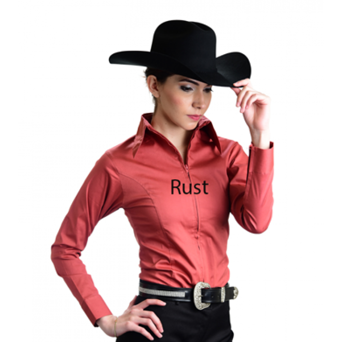 LADIES SHOW SHIRT-Zip Up Fitted Show Shirts-FREE SHIPPING