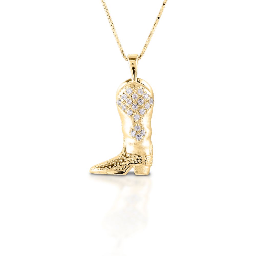 Kelly Herd Western Boot Necklace - 14k Gold - Yellow & 14k White Gold
