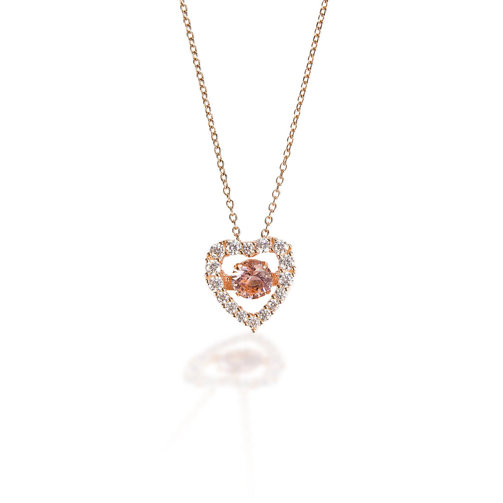 Kelly Herd Clear & Pink Heart Pendant - Rose Gold - FREE SHIPPING