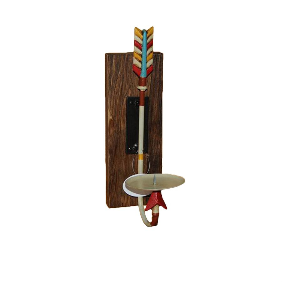 Metal Arrow & Wood Pillar Wall Sconce-FREE SHIPPING
