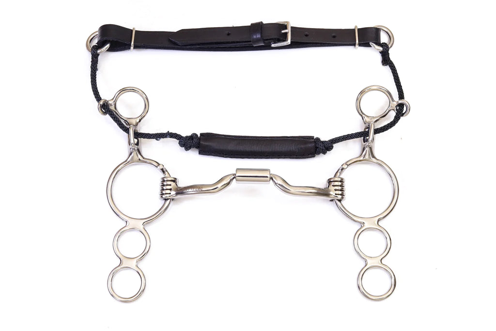 Western Low Port Comfort Gag Bit Copper Inlays with Leather Noseband -FREE SHIPPING