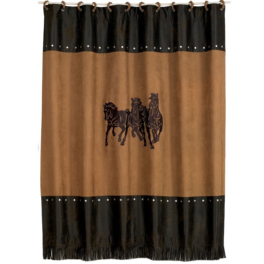 3-Horse Tan & Chocolate Shower Curtain
