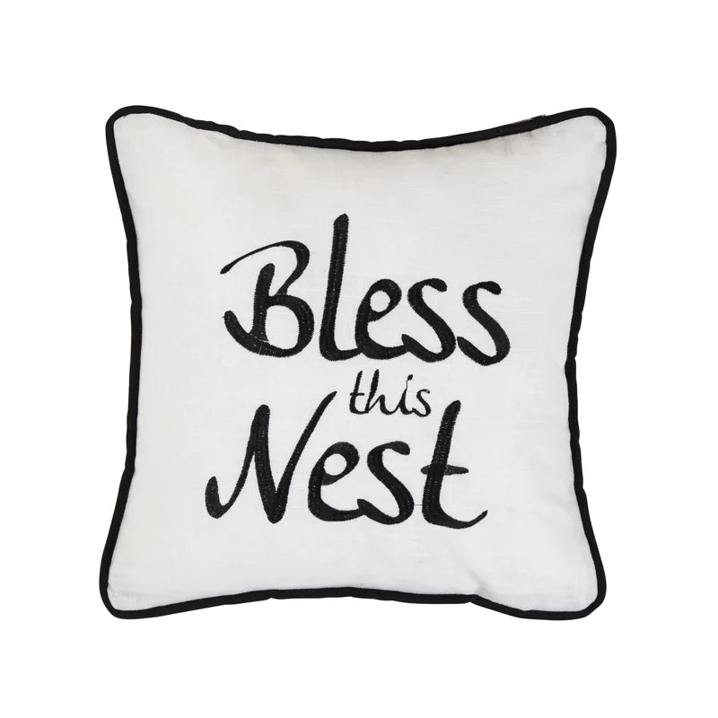 "Bless This Nest" Embroidery Throw Pillow, 18 x 18-FREE SHIPPING