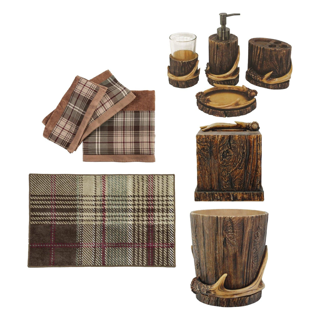 Huntsman Plaid and Antler Bathroom Set - FREE SHIPPING
