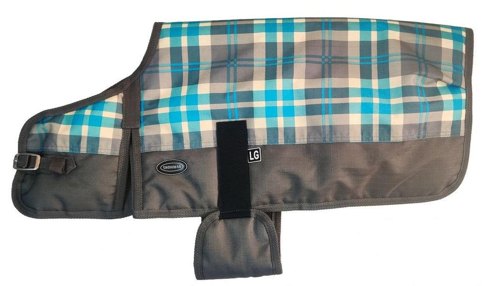 Teal and Gray Plaid Design Waterproof Dog Blanket-1200 Denier-FREE SHIPPING