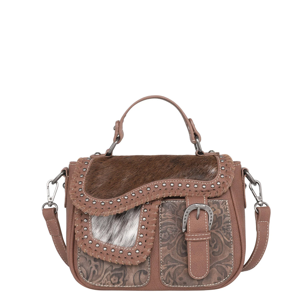 Hair-On Cowhide Saddle Shape Collection Crossbody/Satchel Purse-3 COLORS-FREE SHIPPING