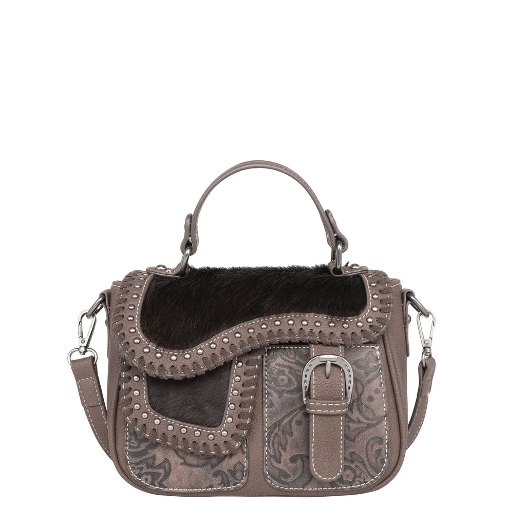 Hair-On Cowhide Saddle Shape Collection Crossbody/Satchel Purse-3 COLORS-FREE SHIPPING